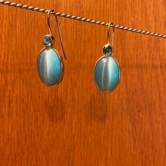 Sterling Blue Tigers Eye Earrings - Picture 2 of 11